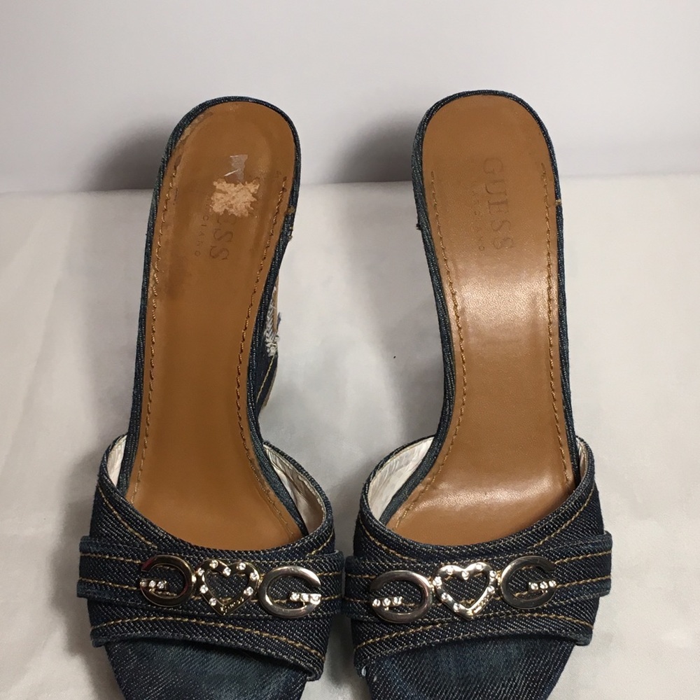 Guess Denim Wedge Size 7.5M - Picture 2 of 6